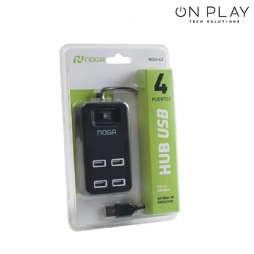 HUB 4 PUERTOS USB 2.0 480 MPBS CON CABLE DE 1 METRO DATOS NOGA