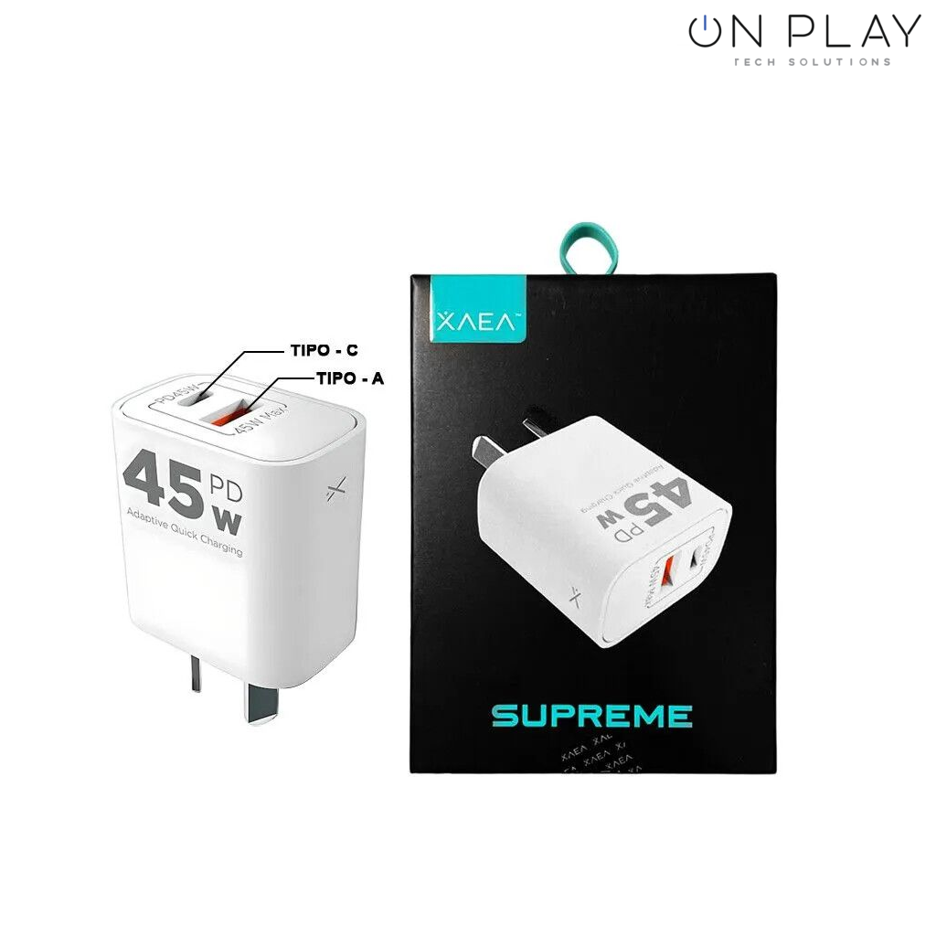 ADAPTADOR-CARGADOR 220V MODX004 SUPREME – 5A – 1USB + TIPO C – XAEA MOD504